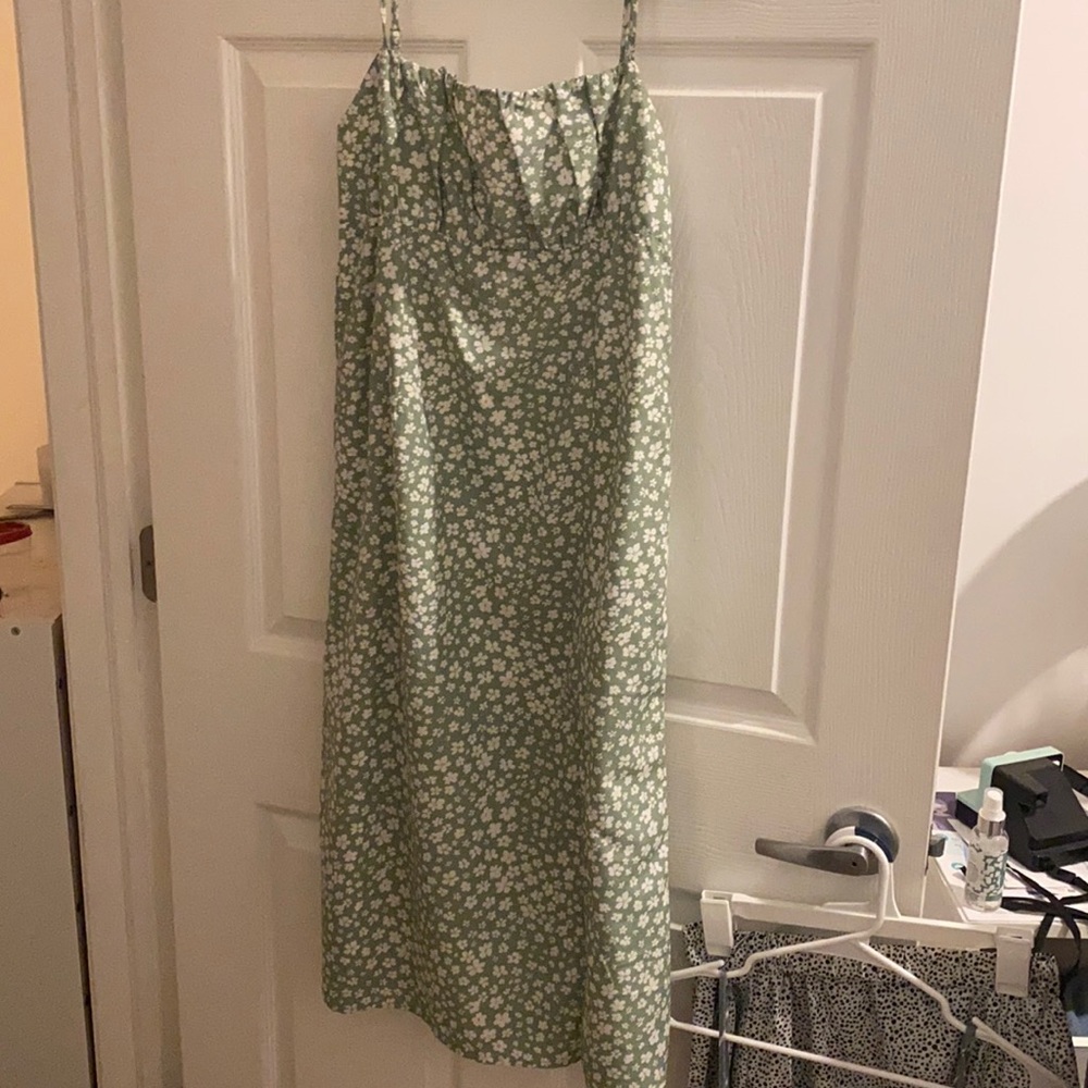 Princess polly green and white dress